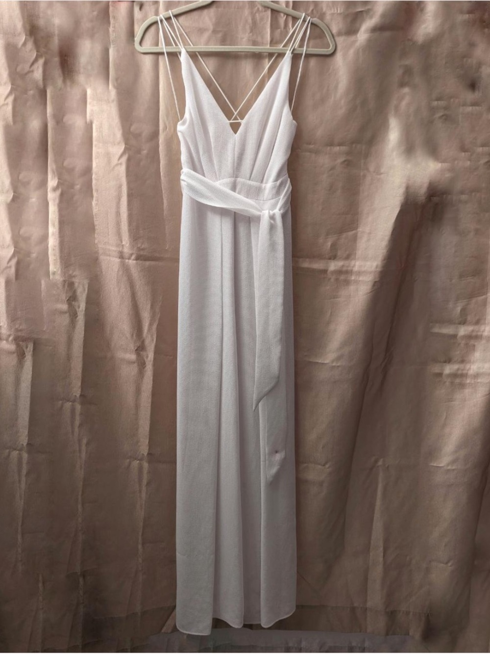 Plunge-Neck Wide-Leg Jumpsuit with Waist Sash